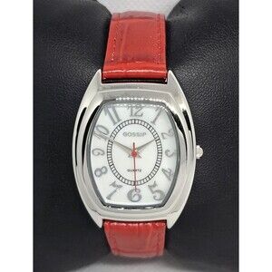 Women's Gossip Silver Tone White MOP Dial Red Italian Leather Strap Watch 08